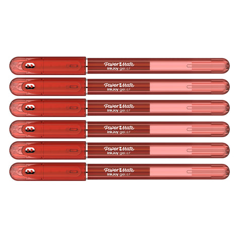 Paper Mate Inkjoy Gel Pen Red, 0.7mm Medium, Capped,  Pack of 6  Paper Mate Gel Ink Pens