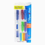 Paper Mate Clearpoint 0.9mm Mechanical Pencil With Side Click, Twist Up Eraser + 4 Eraser Refills Blue Paper Mate Pencil
