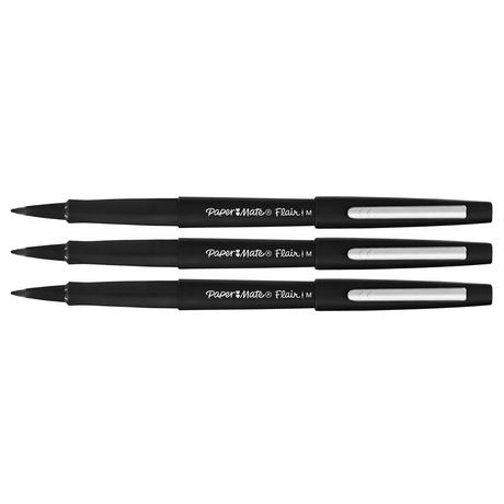 Paper Mate Flair Black Felt Tip Pens Medium Point Guard Pack of 3  Paper Mate Felt Tip Pen