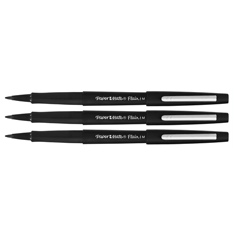 PaperMate Fiber Tip Pen, Medium 1.1 mm, Black 2 markers