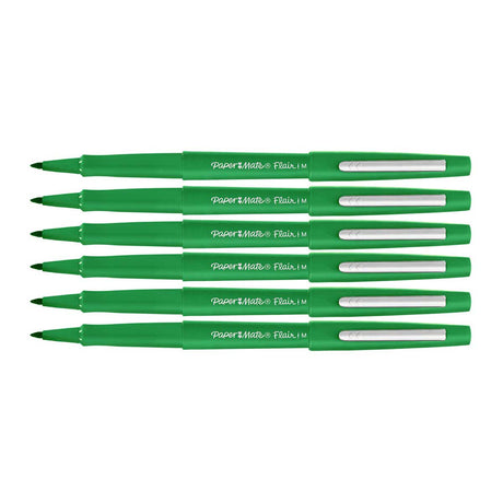 Paper Mate Flair Green Point Guard Felt Tip Pen Medium Pack of 6  Paper Mate Felt Tip Pen
