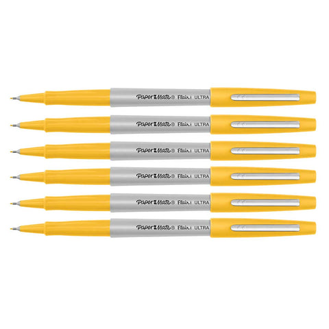 Paper Mate Flair Ultra Fine, Marigold, Felt Tip Pens Pack of 6