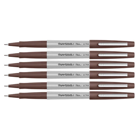 Paper Mate Flair Ultra Fine Brown Felt Tip Pens Pack of 6