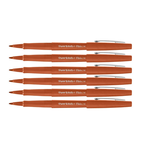 Paper Mate Flair Pens Pumpkin Pack of 6  Paper Mate Felt Tip Pen