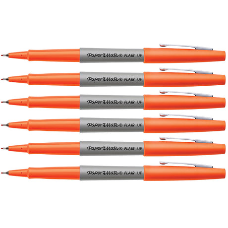 Paper Mate Flair Orange Ultra Fine Felt Tip Pens Pack of 6  Paper Mate Felt Tip Pen
