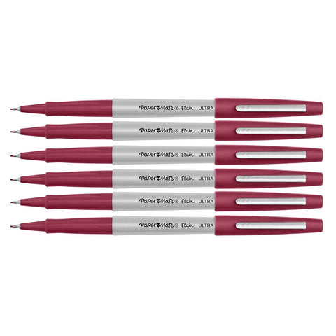 Paper Mate Flair Ultra Fine Cranberry Felt Tip Pens Pack of 6
