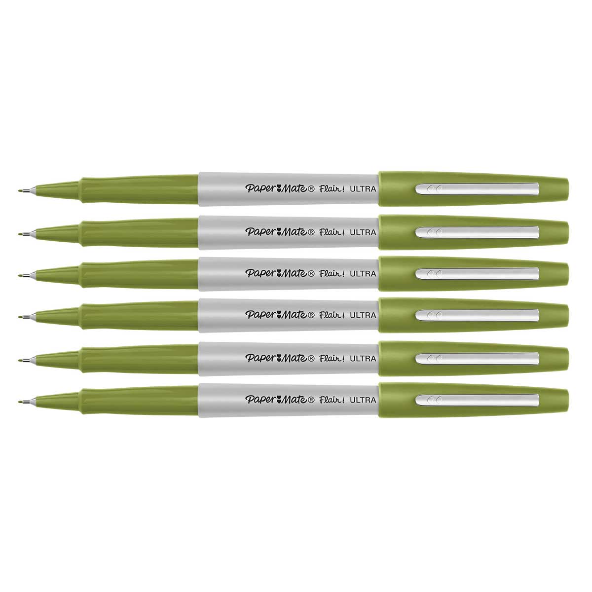 Paper Mate Flair Ultra Fine Olive Green Felt Tip Pens Pack of 6  Paper Mate Felt Tip Pen