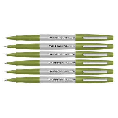 Paper Mate Flair Ultra Fine Olive Green Felt Tip Pens Pack of 6  Paper Mate Felt Tip Pen