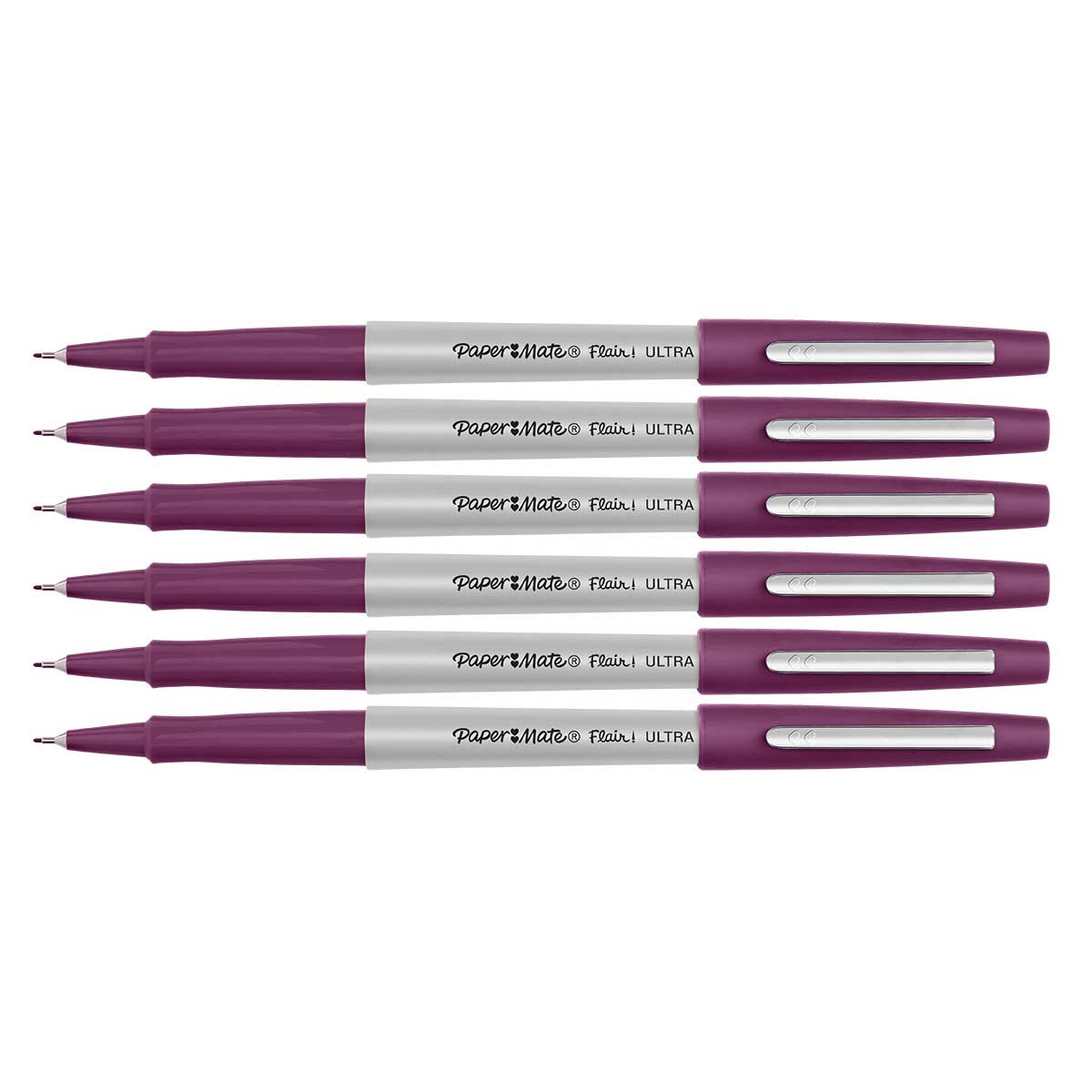 Paper Mate Flair Ultra Fine Plum Felt Tip Pens Pack of 6  Paper Mate Felt Tip Pen