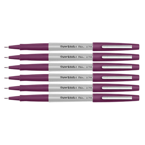 Paper Mate Flair Ultra Fine Plum Felt Tip Pens Pack of 6