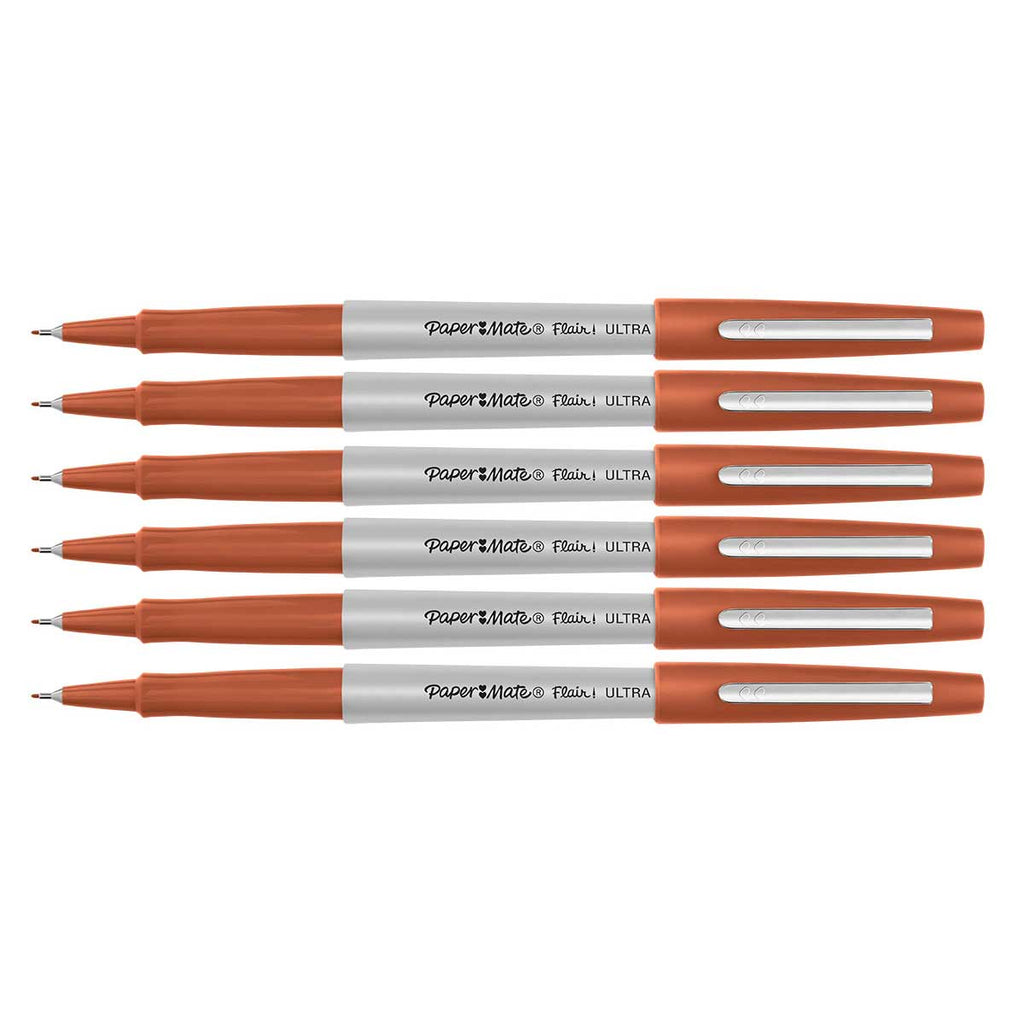 Paper Mate Flair Ultra Fine Pumpkin Felt Tip Pens Pack of 6