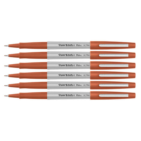 Paper Mate Flair Orange Ultra Fine Felt Tip Pens Pack of 6