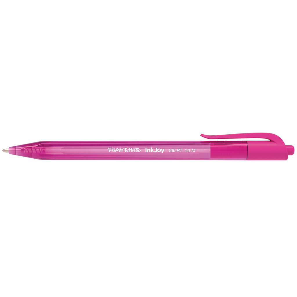 Paper Mate Inkjoy 100RT Retractable Pink Ballpoint Pen, Medium 1.0mm  Paper Mate Ballpoint Pen