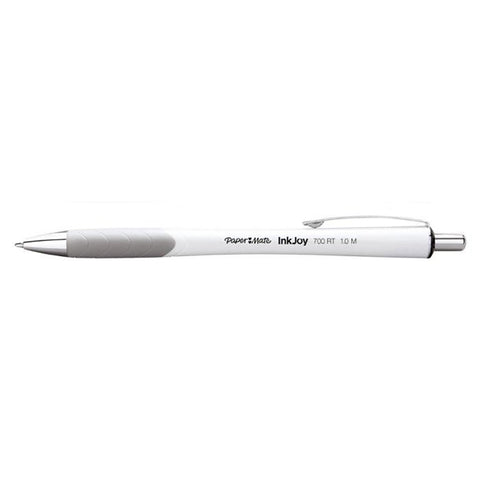 Paper Mate InkJoy 700 RT White Barrel Retractable Ballpoint Pen Medium Black Ink Comfort Grip Sold Individually  Paper Mate Ballpoint Pen