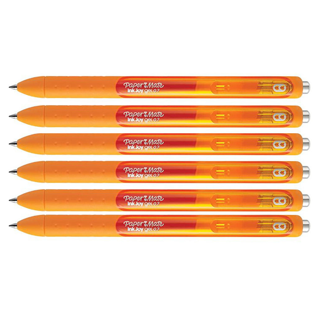 Paper Mate Inkjoy Gel Orange Medium Point 0.7 mm Retractable Gel Pen Pack of 6  Paper Mate Gel Ink Pens