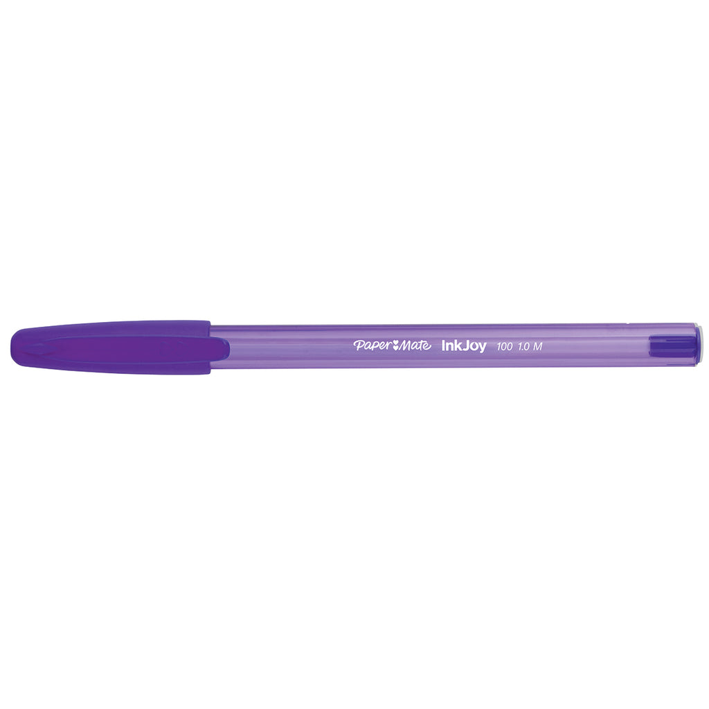 Paper Mate Inkjoy Purple 100ST Ballpoint Pen, Medium 1.0mm, Purple Ink