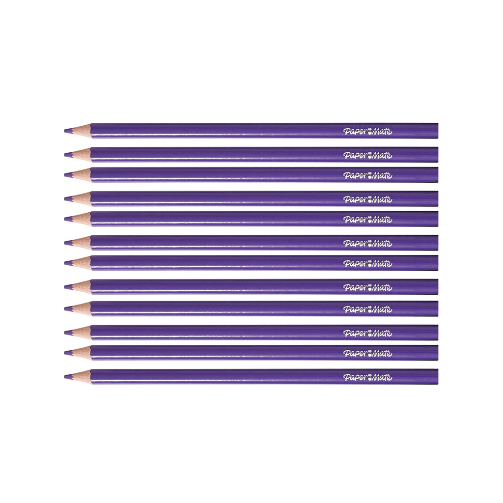 Paper Mate Colored Pencils Purple Pack of 12 (Writes Purple)  Paper Mate Pencils