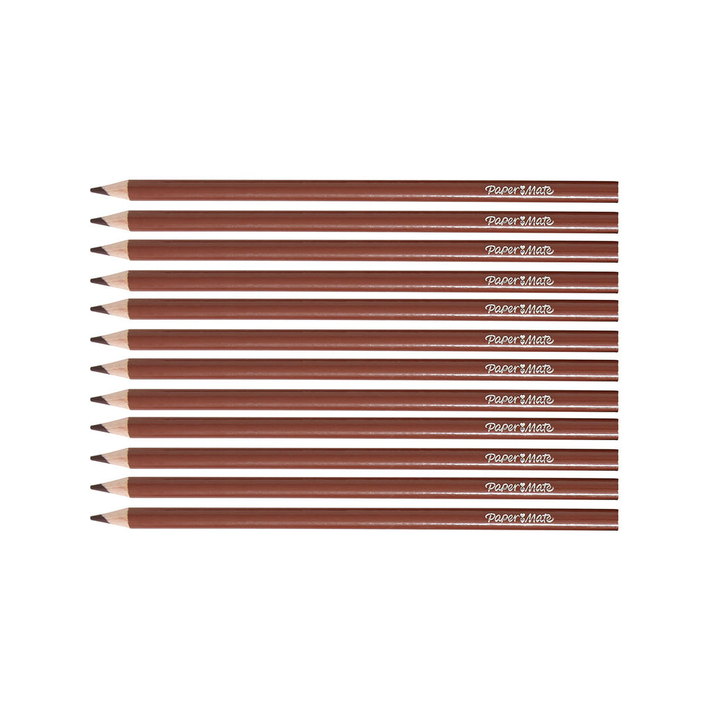 Paper Mate Colored Pencils Brown Pack of 12 (Writes Brown)  Paper Mate Pencils