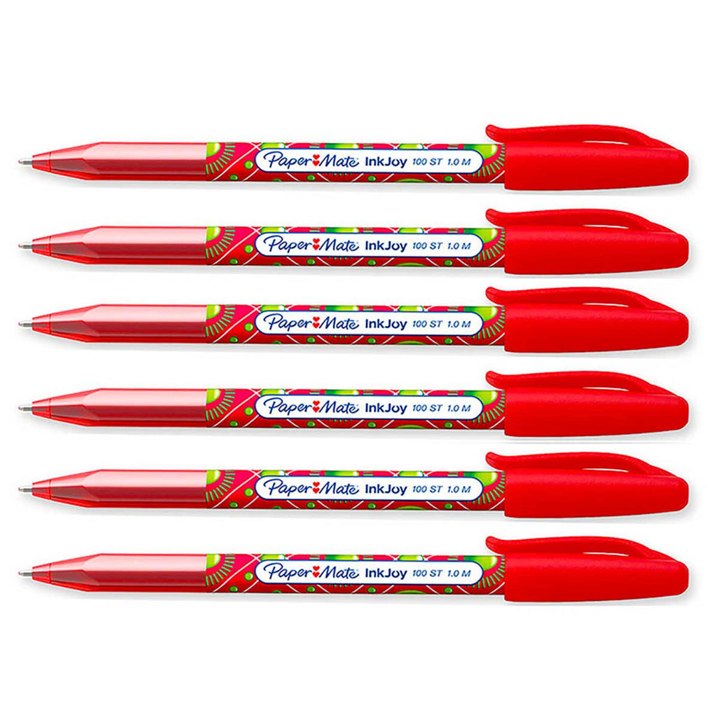 Paper Mate Inkjoy Candy Pop Red Ink Ballpoint Pens Pack of 6  Paper Mate Ballpoint Pen