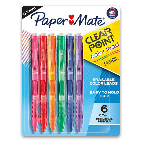 Papermate Clearpoint Color Lead Pencils, Assorted Colors, Purple, Blue, Green, Orange, Red, Pink  Paper Mate Pencil