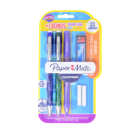 Paper Mate ClearPoint Elite 0.7MM Mechanical Pencils with Twist Eraser + 2 Eraser, 6 Leads and Bonus  Paper Mate Mechanical Pencils