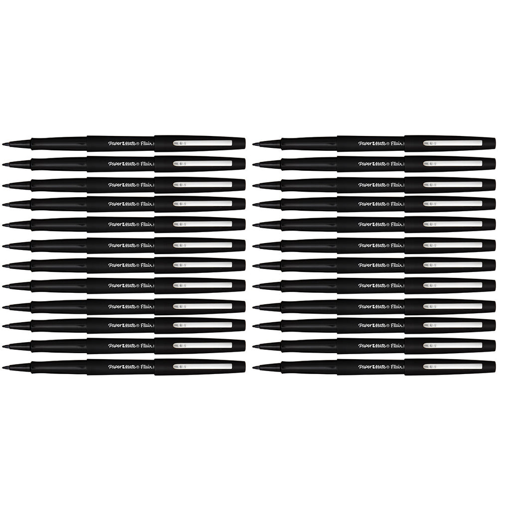 Papermate Flair Black Felt Tip Pens Bulk Pack of 24