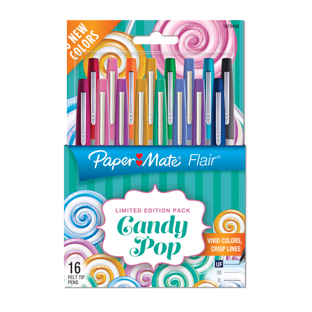 Paper Mate Flair Ultra Fine Candy Pop Pack of 16 Assorted Colors Pens  Paper Mate Felt Tip Pen