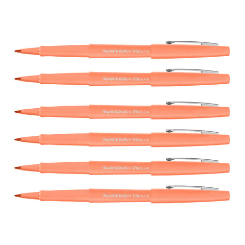 Paper Mate Flair Orange Felt Tip Pens Medium Point, Pack of 6