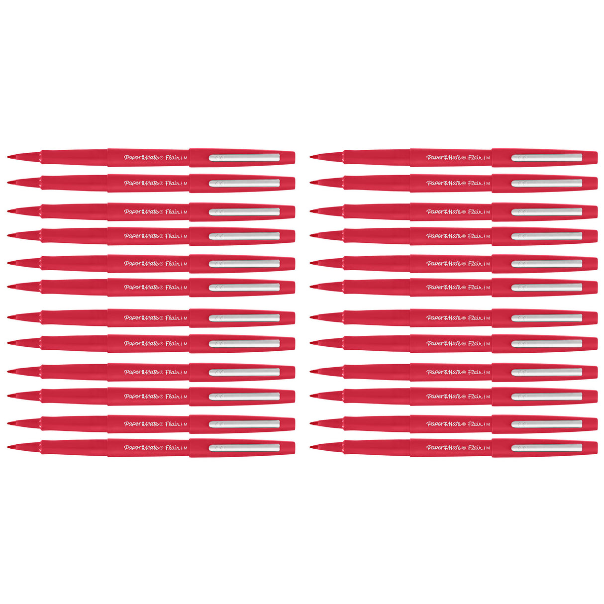 Paper Mate Flair Red Felt Tip Pens Point Guard, Bulk Pack of 24  Paper Mate Felt Tip Pen