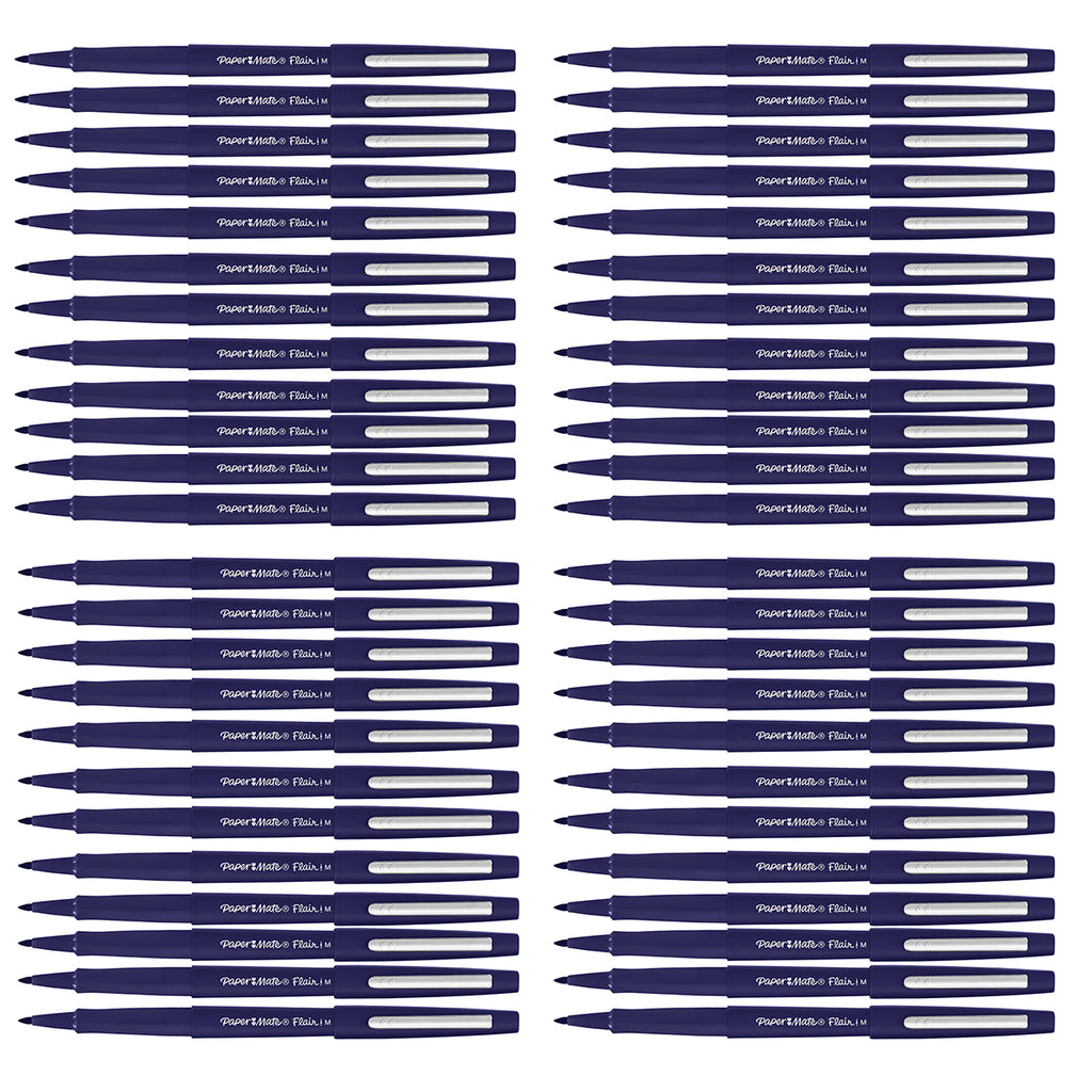 Paper Mate Flair Navy Felt Tip Pen Medium, Original, Bulk Pack of 24