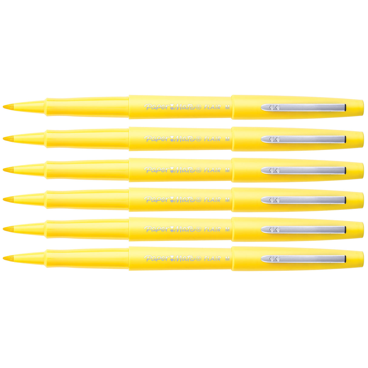 Paper Mate Flair Felt Tip Pen Yellow Point Guard Medium Pack of 6  Paper Mate Felt Tip Pen