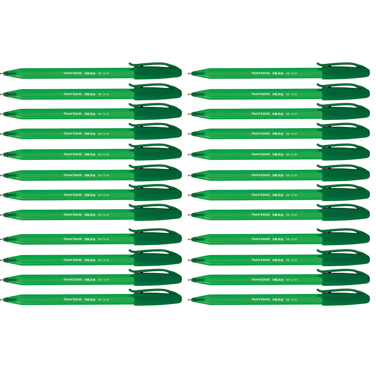 Paper Mate Inkjoy Green Stick Ballpoint Pen, Medium 1.0mm, Green Ink Bulk Pack Of 24  Paper Mate Ballpoint Pen