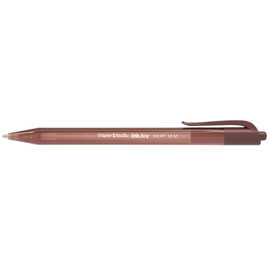 Paper Mate Inkjoy 100RT Retractable Brown Ballpoint Pen, Medium 1.0mm  Paper Mate Ballpoint Pen