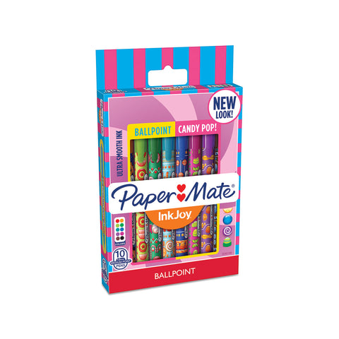 Paper Mate Inkjoy Candy Pop 100 RT Assorted Colors 10 Count, Medium  Paper Mate Ballpoint Pen