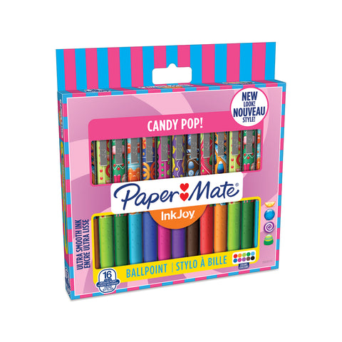 Paper Mate Inkjoy Candy Pop 300 RT Assorted Colors 16 Count, Medium  Paper Mate Ballpoint Pen