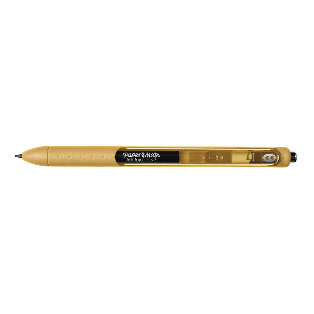 Paper Mate Inkjoy Gel Goldmine Medium Point 0.7 mm Retractable Gel Pen  (Gold Gel Ink)