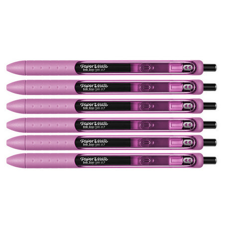 Paper Mate Inkjoy Gel Pink Topaz Medium Point 0.7 mm Retractable Pen Pack of 6  Paper Mate Gel Ink Pens