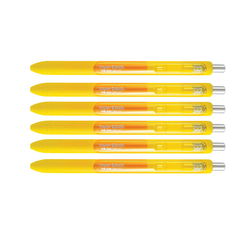 Paper Mate Inkjoy Gel Yellow Medium Point 0.7 mm Retractable Gel Pens Pack of 6  Paper Mate Gel Ink Pens