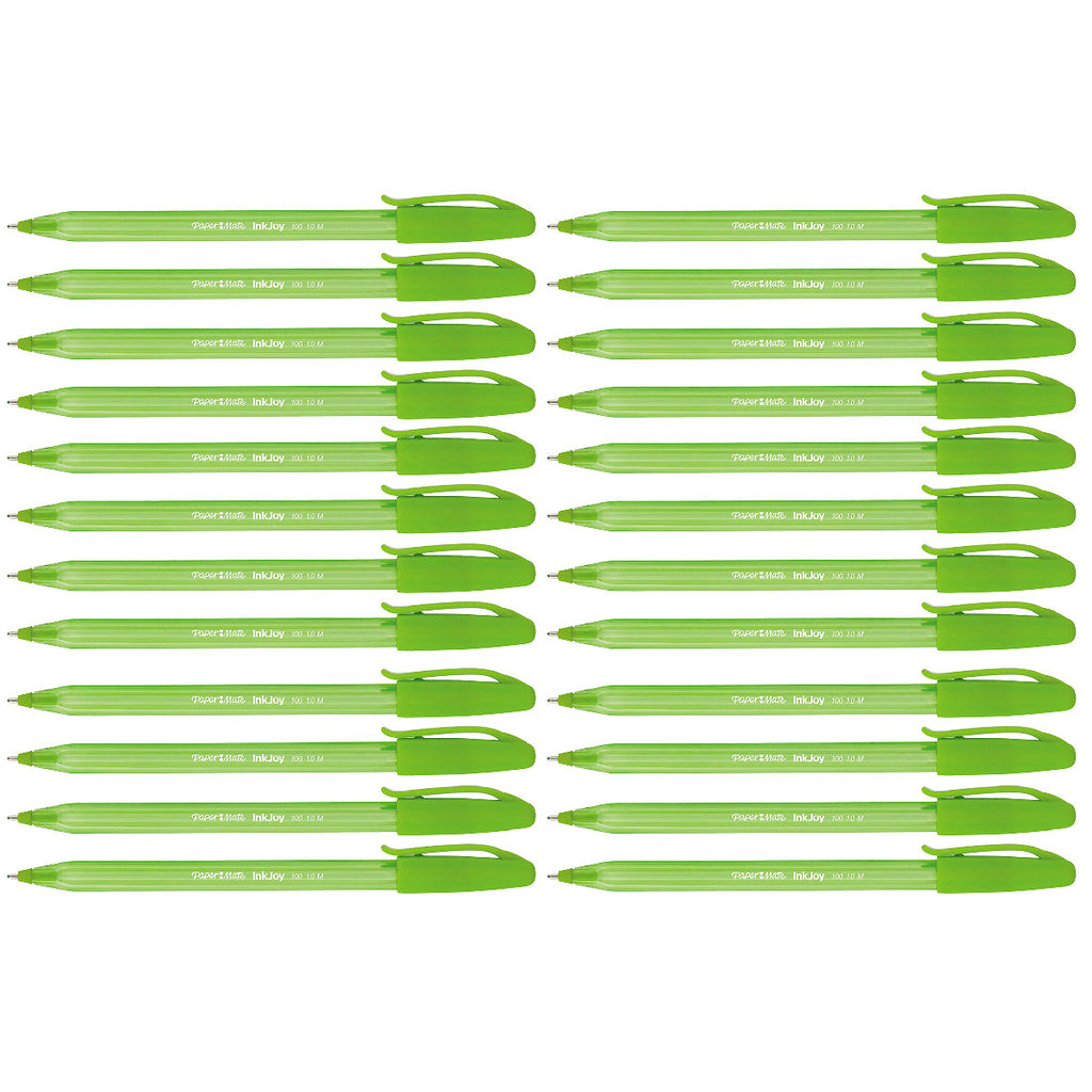 Paper Mate Inkjoy Light Green Stick Ballpoint Pen, Medium 1.0mm, Light Green Ink Bulk Pack Of 24  Paper Mate Ballpoint Pen