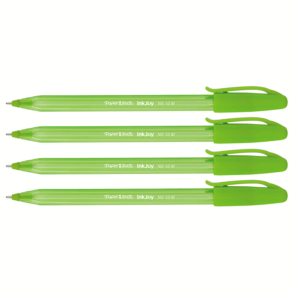 Paper Mate Inkjoy Lime Ink Capped Lime Ballpoint Pens Pack of 4  Paper Mate Ballpoint Pen