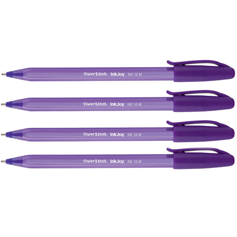 Paper Mate InkJoy Purple Ink Capped Stick Ballpoint Pen Medium Point Pack of 4  Paper Mate Ballpoint Pen