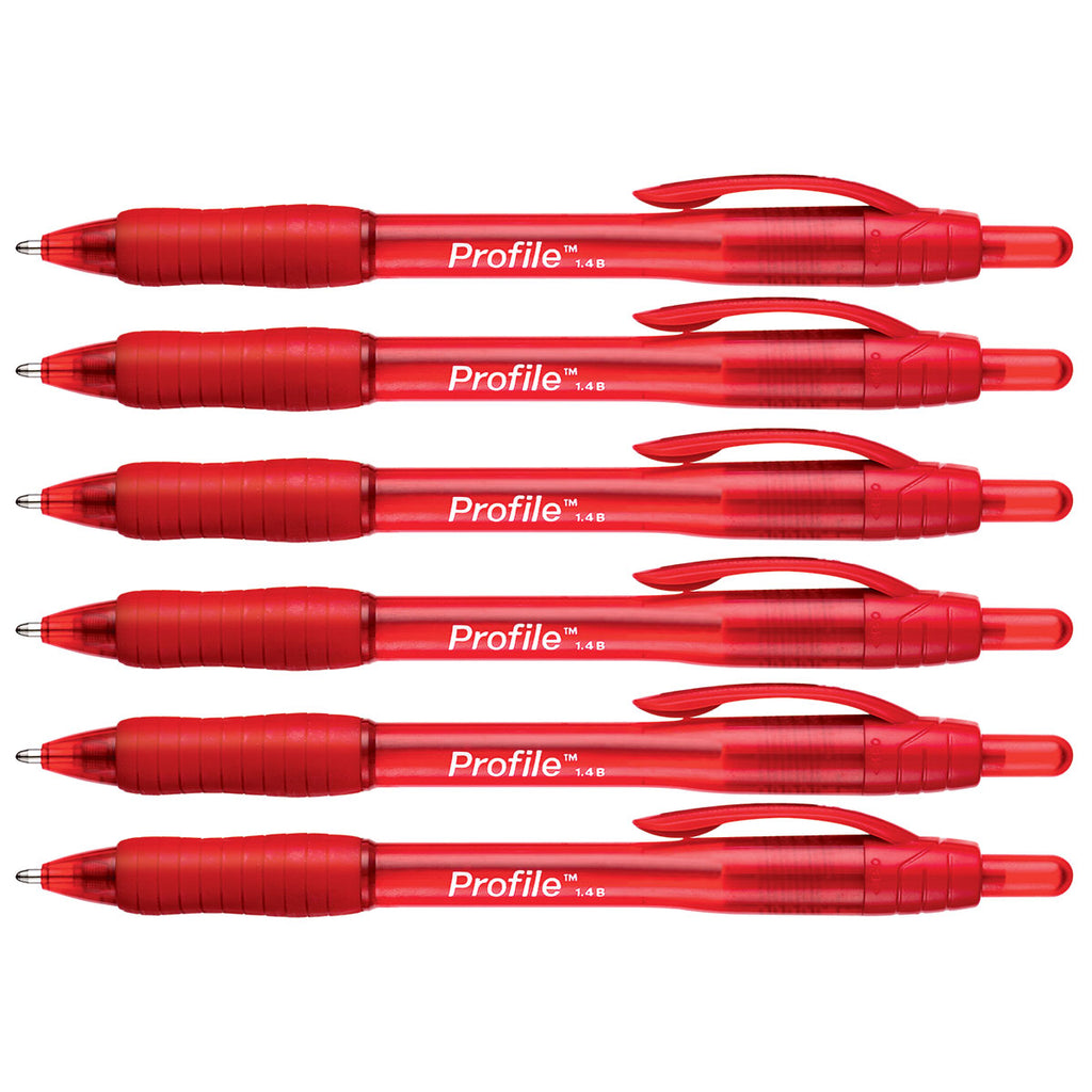 Paper Mate Profile Red 1.4b Ballpoint Pen Retractable, Bold Point Pack Of 6