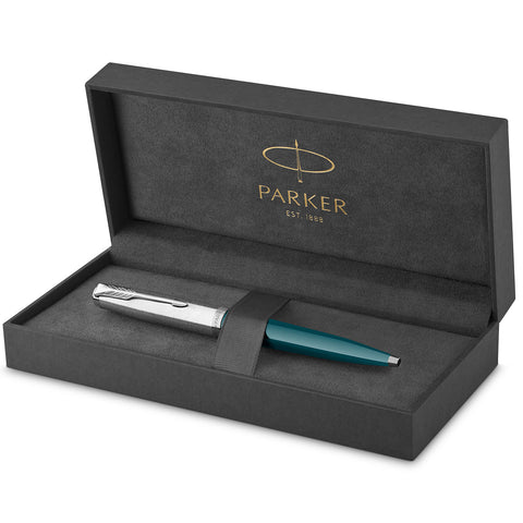 Parker 51 Teal Chrome Trim Ballpoint Pen