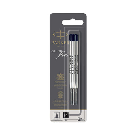 Parker Black Ballpoint Refills Medium 3 Pack  Parker Gel Refills