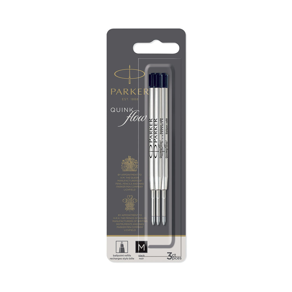 Parker Black Ballpoint Refills Medium 3 Pack