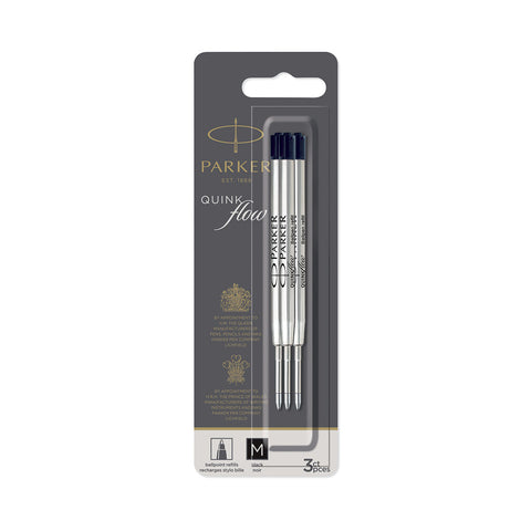 Parker Black Ballpoint Refills Medium 3 Pack