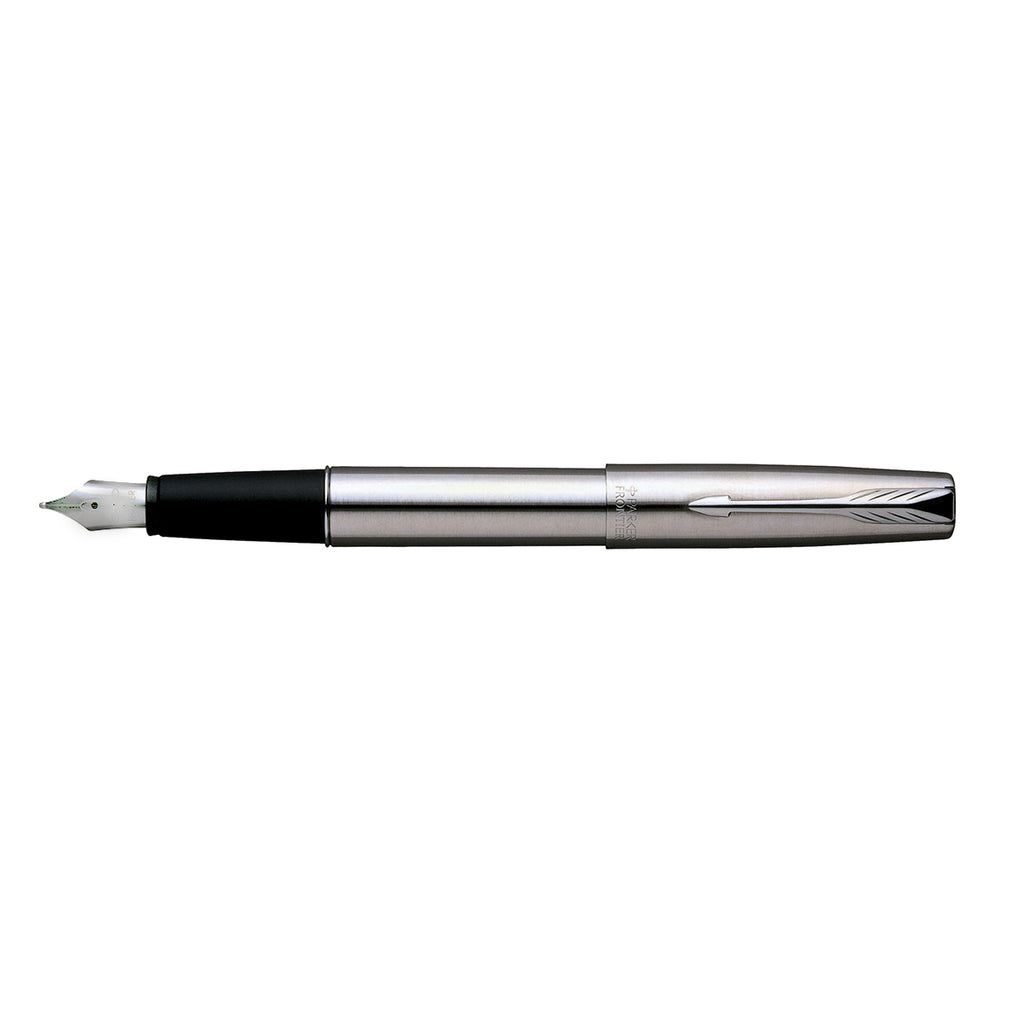 Parker Frontier Stainless Steel Chrome Trim Fountain Pen Fine Nib Made In UK  Parker Fountain Pens