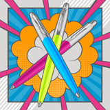 Parker Jotter Originals 60s Pop Art Lime, Sky Blue and Hot Pink Ballpoint Pens Blue Ink Set of 3