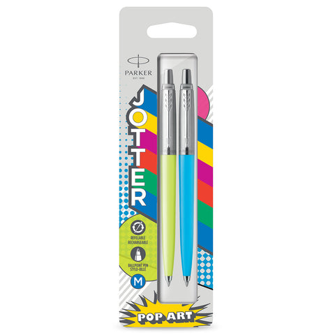 Parker Jotter Originals 60s Pop Art Lime and Sky Blue Ballpoint Pens Blue Ink  Parker Ballpoint Pen