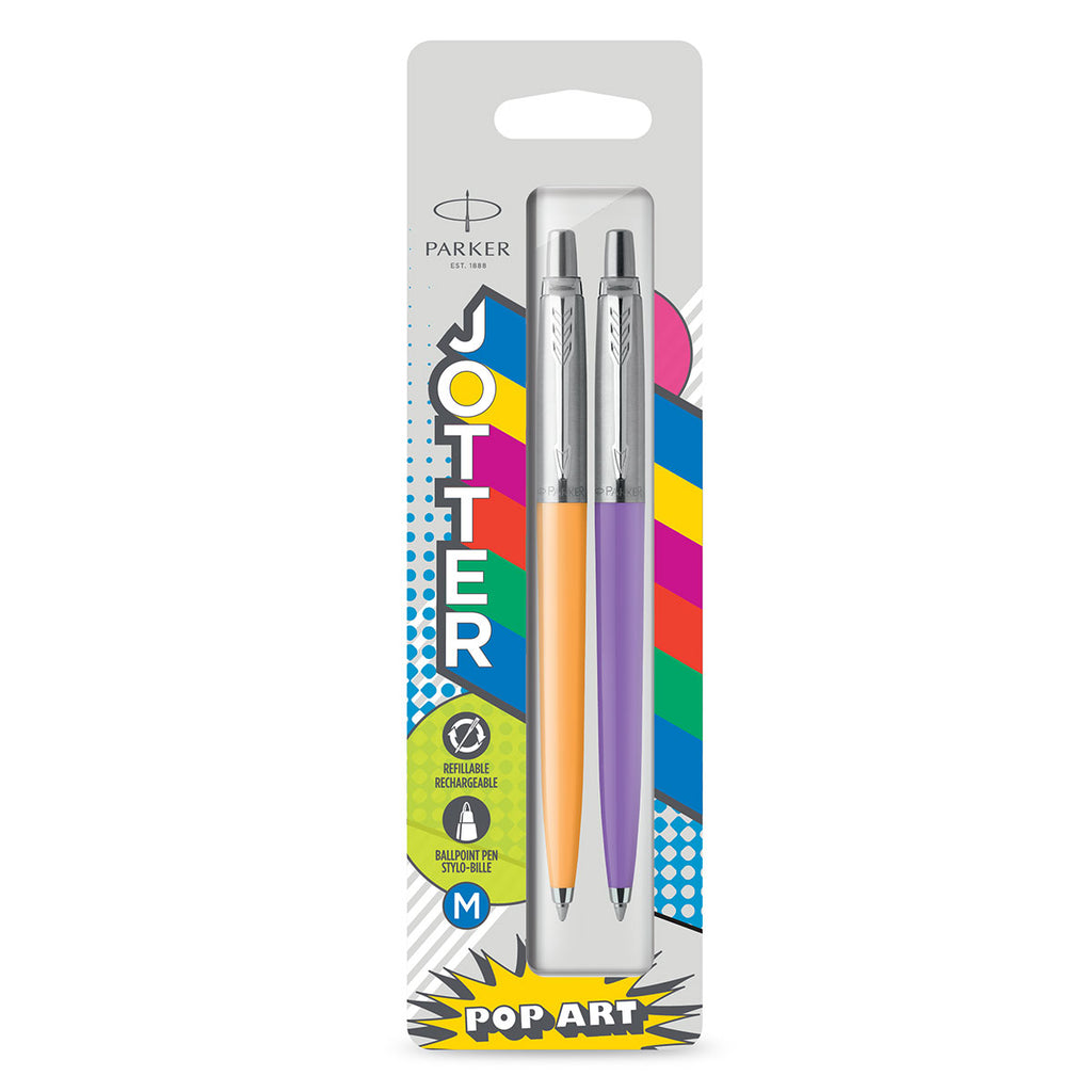 Parker Jotter Originals 60s Pop Art Purple and Marigold Ballpoint Pens Blue Ink